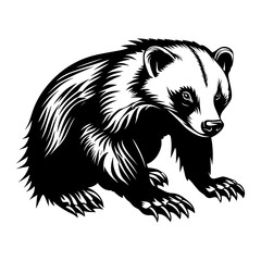 Fototapeta premium Silhouette of a honey badger, vector illustration.