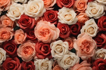 Background of voluminous roses