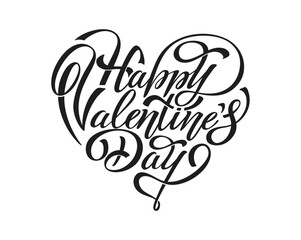 Happy Valentine's Day hand lettering vector type illustration. Vector illustration. Romantic quote card. Text for card or invitation.