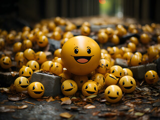 A bunch of yellow smiley faces looking very happy