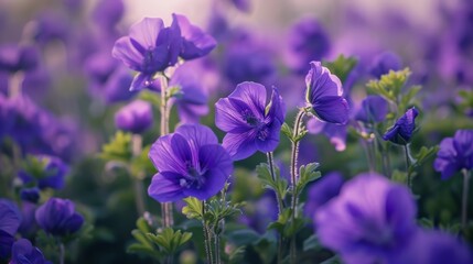 Obraz premium Purple flowers growing on field