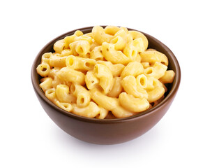 Mac and cheese. Creamy macaroni and cheese pasta isolated on white background. With clipping path.