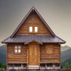 Fototapeta na wymiar Wooden house isolated on white background