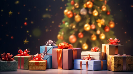 Gift background with copy space for Christmas gifts, holiday or birthday