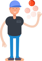 Boy Character Throwing Ball
