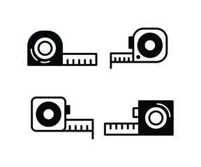 roll meter icons simple black white flat illustration design vector collections sets
