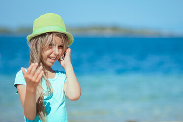 A Happy child by the sea in nature travel trip vacation