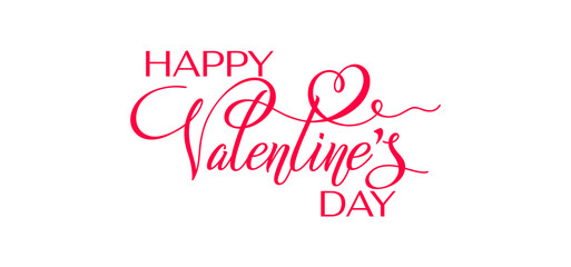 Happy Valentine's Day hand lettering vector type illustration. Vector illustration. Romantic quote card. Text for card or invitation.