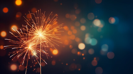 Beautiful creative holiday background with fireworks and sparkles