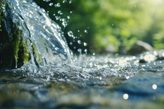 Pure spring water, showcasing its clarity and freshness © Veniamin Kraskov