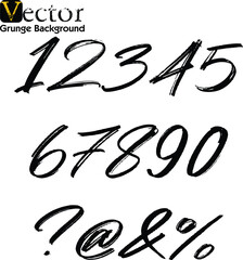 vector set of acrylic or calligraphy ink numbers. ABC for your design, brush lettering, Numbers written with a brush. Hand drawn Numbers. Watercolor vector. Grunge design elements, Grungy painted obje