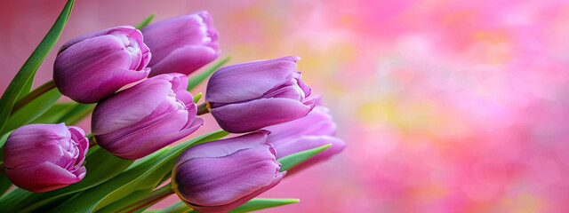 beautiful purple tulips on a light background close-up