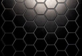 Hexagonal geometric shapes on a dark background. Close-up.