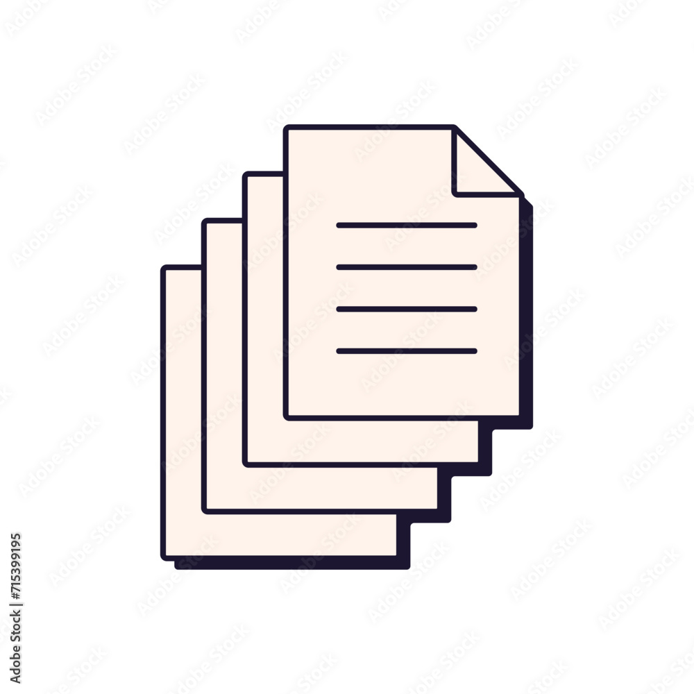 Poster documents copies, papers stack. old retro information icon in 90s style. data, report, page symbol, 