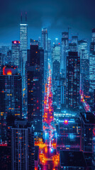 Night City Landscape, Vertical Background