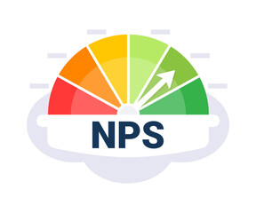 Customer Satisfaction Measurement Tool with Net Promoter Score NPS Indicator Vector Illustration - obrazy, fototapety, plakaty