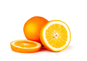 Orange and slices isolated on a white background