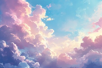 Anime-inspired clouds painted with a soft, dreamy touch in the afternoon anime 4k background