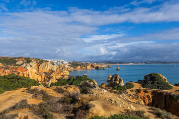 Fototapeta na wymiar Algarve Coastline In Lagos, Portugal