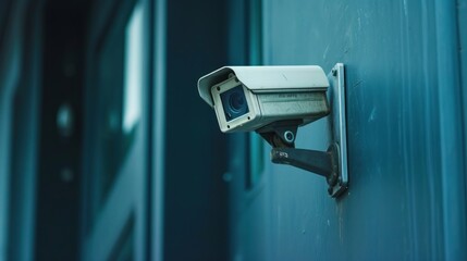 security camera mounted on a door, monitoring the entrance