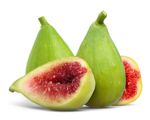Fresh ripe green figs isolated on white