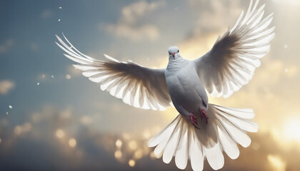beautiful peace white dove flying to get released