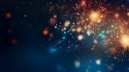 Beautiful fireworks background at night for holiday decoration - obrazy, fototapety, plakaty