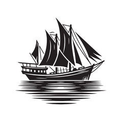 Nautical Harmonies: Boat Silhouettes Harmonizing with the Rhythms of Nautical Adventures - Boat Illustration - Sea Vector - Yacht Illustration
