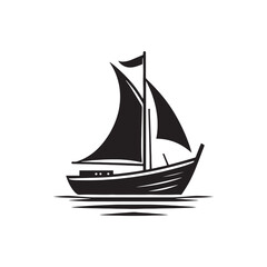 Nautical Dreamscape: Boat Silhouettes Creating Dreamscapes on the Canvas of Aquatic Horizons - Boat Illustration - Sea Vector - Yacht Illustration
