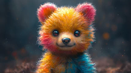Fototapeten colored print illustration of cute baby honey bear © Adja Atmaja