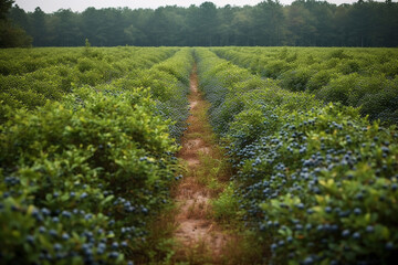 Fototapeta na wymiar Blueberry plantation. 