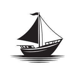 Nautical Dreams: Boat Silhouette Series Weaving Dreams Across Tranquil Nautical Vistas - Boating Silhouette - Boat Vector - Yacht Silhouette
