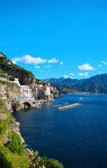 Town Atrani, Peninsula of Sorrento, Campania, Gulf of Salerno, Italy, Europe.