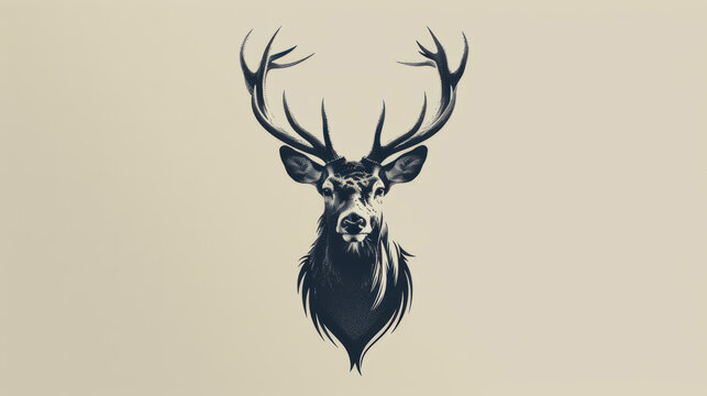 Majestic minimal modern abstract deer animal logo on solid background