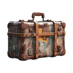 Grungy suitcase on transparent background PNG Generative AI