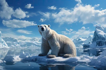 Foto op Canvas A polar bear on an Arctic ice floe © Mahenz