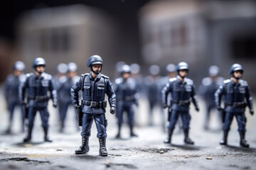 Police officers in uniform plastic figures