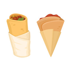 Kebab And Crepes Street Food Symbol Illustration Vector