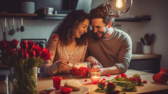 Couple Creating a Custom Playlist for Romantic Moments , couple, creating, playlist, romantic