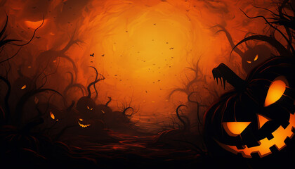halloween background with pumpkin created with Generative Ai