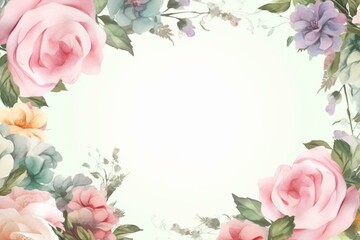 Frame with roses. Generative AI