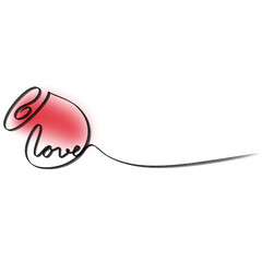 One line drawing of a rose with the letter love