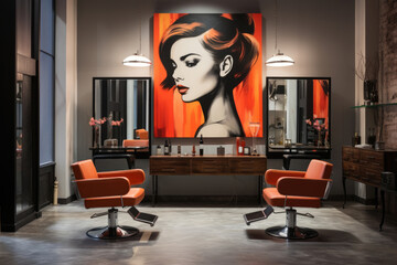 Interior of a modern hairdressing salon, barbershop