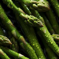 Fresh Asparagus Seamless Background, A Bunch Of Asparagus With Water Drops