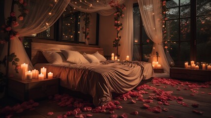 Romantic First Night Room with Love , love, beautiful room, romantic first night - obrazy, fototapety, plakaty