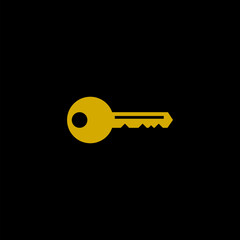 Key gold icon isolated on black background