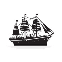 Maritime Melodies: Ship Silhouette Collection Creating Harmonious Melodies of Nautical Aesthetics - Ocean Freight Illustration - Sea Vector - Ship Illustration
