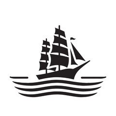 Nautical Silhouettes: Boat Silhouettes Conveying the Timeless Allure of Nautical Aesthetics - Transportation Silhouette - Ship Vector - Yacht Silhouette

