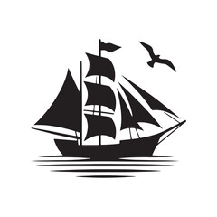 Oceanic Overture: Ship Silhouette Collection Commencing a Harmonious Overture of Sea Vessel Imagery - Ocean Freight Illustration - Sea Vector - Ship Illustration
