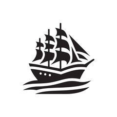 Coastal Elegance: Boat Silhouettes Epitomizing the Elegance and Splendor of Nautical Design - Transportation Silhouette - Ship Vector - Yacht Silhouette
